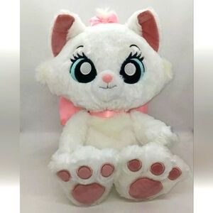 Disney Parks Aristocats Marie White Cat  Big Feet Plush Pink Bow  12"
